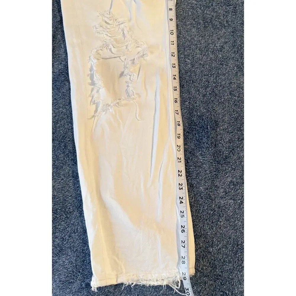 Agolde Jeans Sz‎ 27 90's Mid Rise Loose Fit Vanish White Distressed Thrashed - Picture 14 of 16